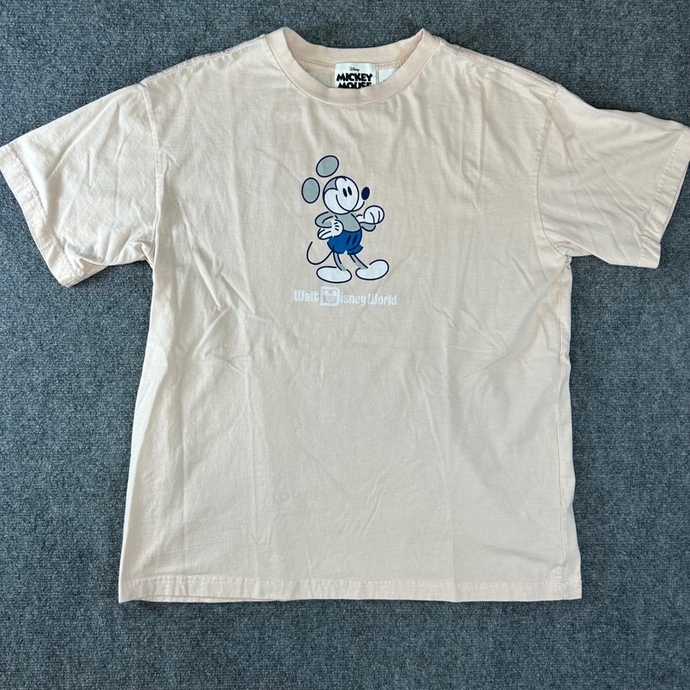 Disney Mickey Mouse Walt Disney World Peach Graphic T-Shirt Mens Large L